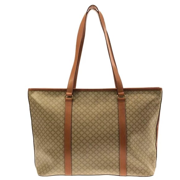 Auth CELINE Macadam Beige Light Brown PVC Leather Shoulder Bag - Picture 10 of 13